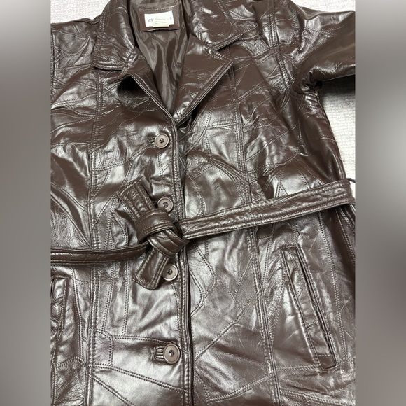 VTG Womens 90s Grunge Patchwork Leather Jacket Size L Brown Edgy Steampunk Artsy - Picture 13 of 13